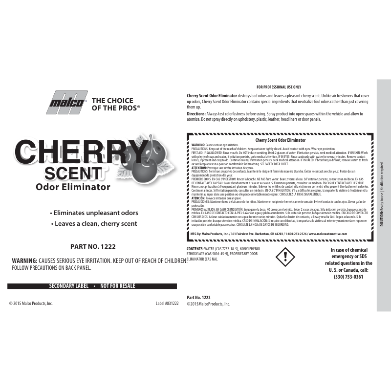 Label; Cherry Scent Odor Eliminator GHS