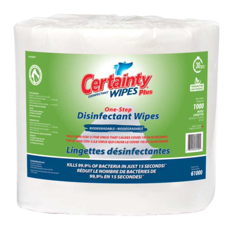 Biodegradable Plus Disinfectant Wipes (1000 count)