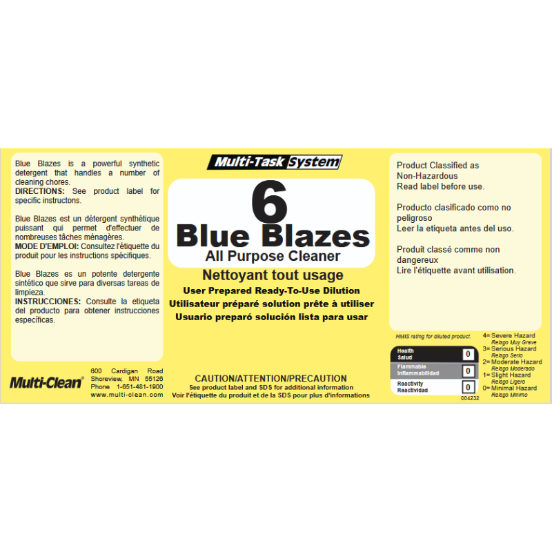 Multi-Clean Blue Blazes Secondary Safety Label
