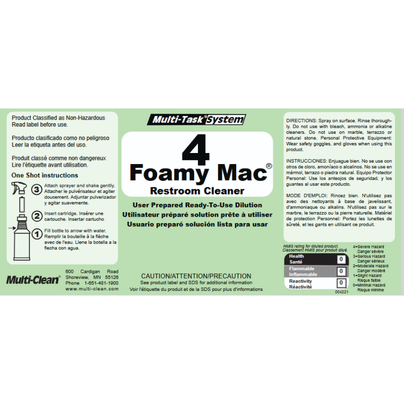 Multi-Clean Foamy Mac Secondary Safety Label