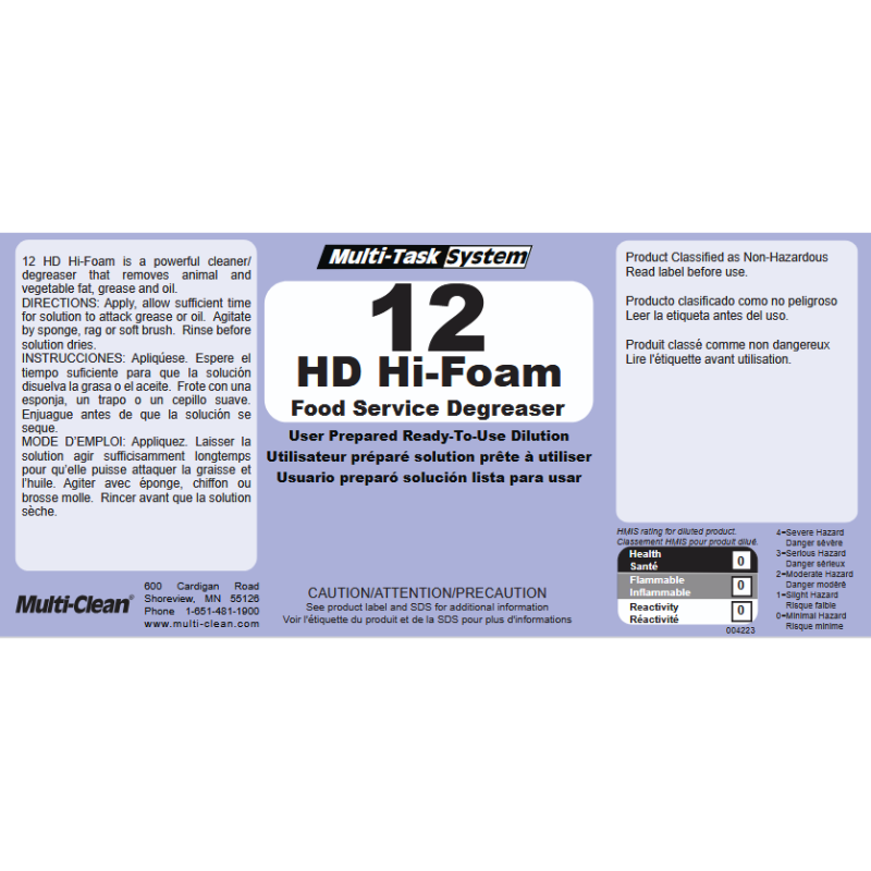 Multi-Clean HD Hi-Foam Secondary Safety Label