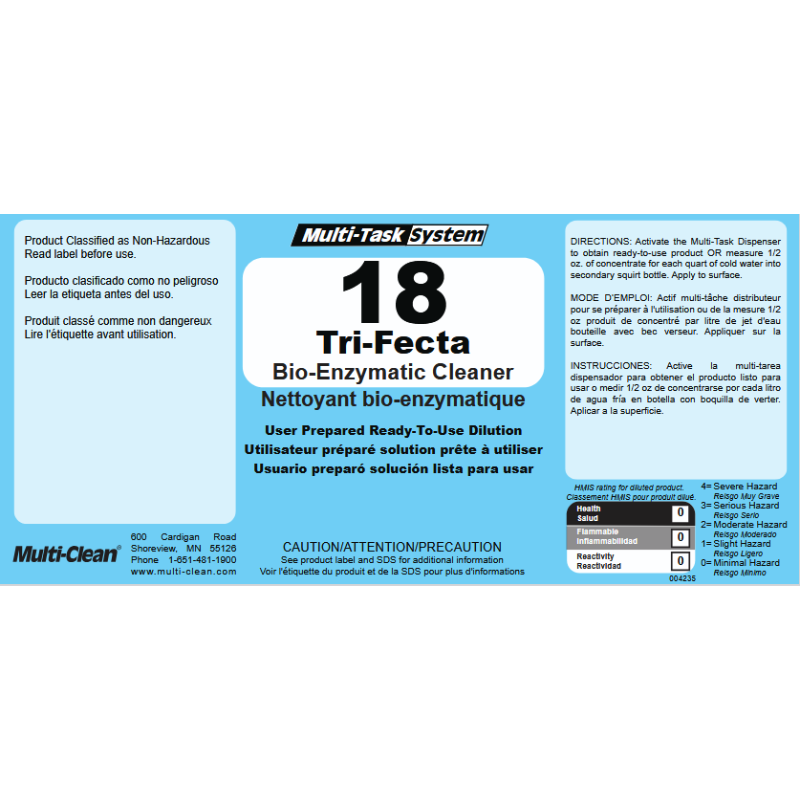 Multi-Clean Tri-fecta Secondary Safety Label