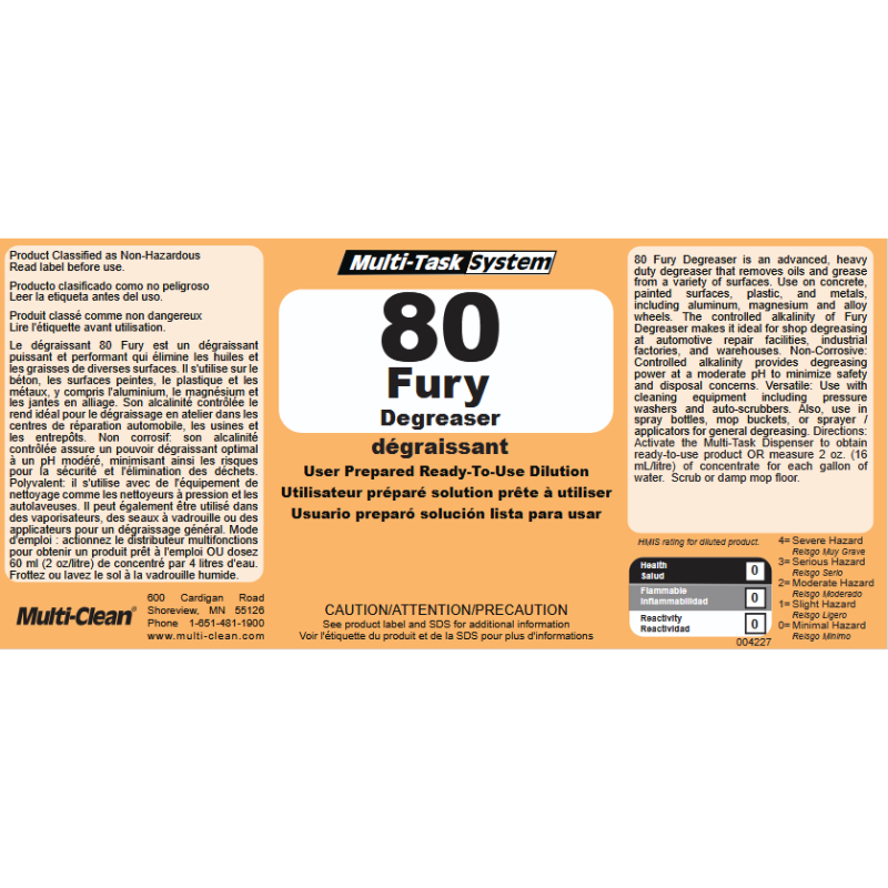 Multi-Clean Fury Secondary Safety Label