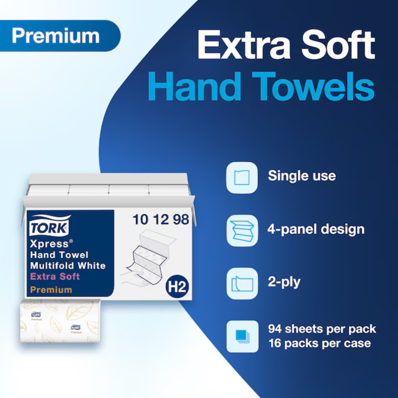 Tork Xpress® Soft 2-Ply Multifold Hand Towel – White, 94 Towels/Pack, 16 Packs/Case, H2