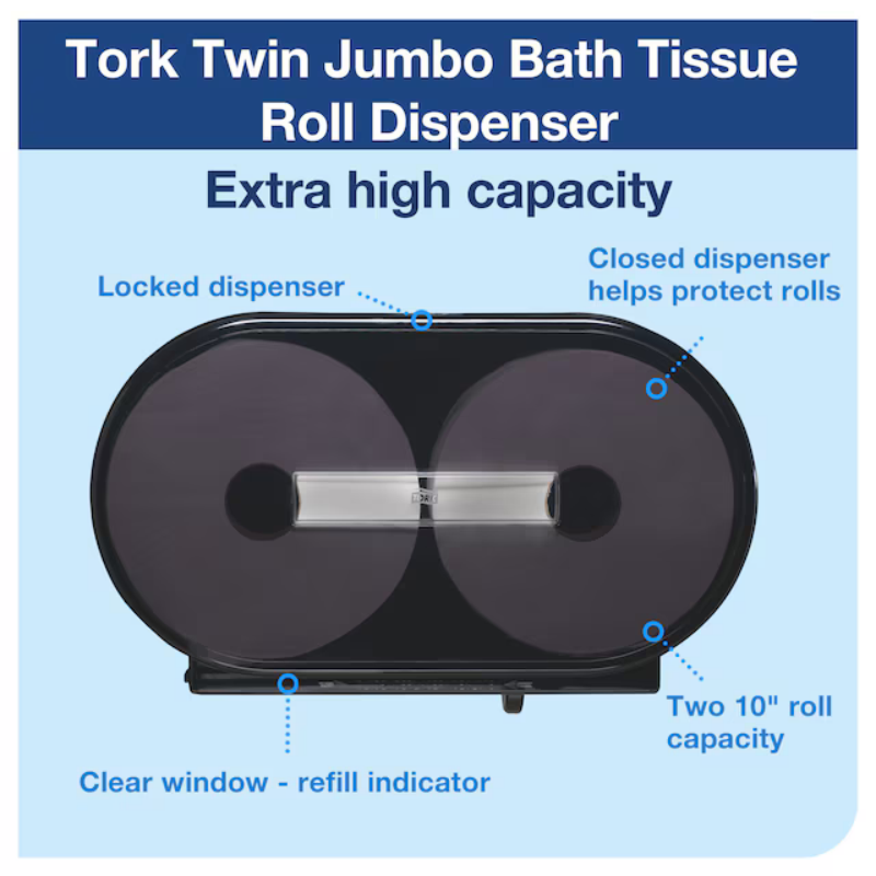 Tork Twin Jumbo Bath Tissue Roll Dispenser T1