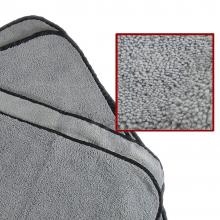 Microfiber Cloth - Super Plush Silver with Black Silk Border 16" x 24"